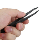 10 Pcs Black Plastic Tip Head Anti Static Tweezer 12cm Length