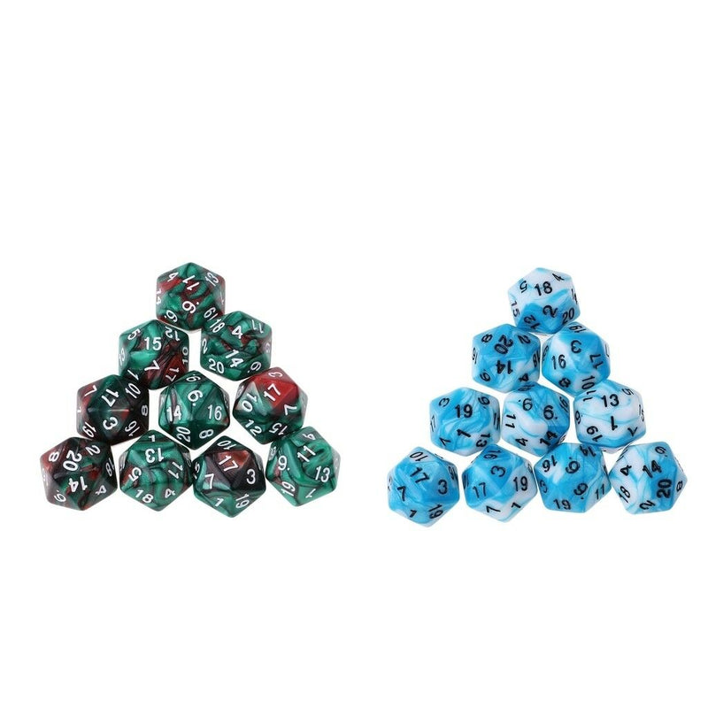 Set of 20 Acrylic Dice D20 Twenty Sided Die for RPG D&D Gaming Accessories