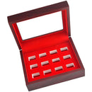 12 Holes Championship Rings Trophy Display Collection Case Wood Box Wine Red