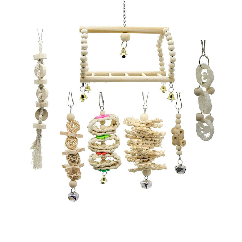 14 x Wooden Toys with Bell for Medium Parrots and Birds Like Amazon, African