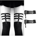 2pcs Punk Rivet Garters Belt 3 Straps Leg Ring Band Adjustable Suspenders Leg