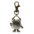 Retro Bronze Metal Clock Robot Keyring Chain with Clock 1.8" NEW H9F9