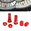 4 Piece CNC Wheel Lock Nuts And Tire Valve Head Caps 4 Red For Motorcycles