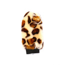 3Pcs /Set Beige Leopard Fluff Plush Steering Wheel Cover Winter Car Accessor-3C