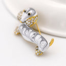 Cute Dachshund Dog Brooches For Women Fashion Alloy Rhinestone Enamel Anima F1P8