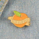 Cartoon Peach Fruit Brooch Women Men Enamel Badges Clothes Collar Lapel Pin A