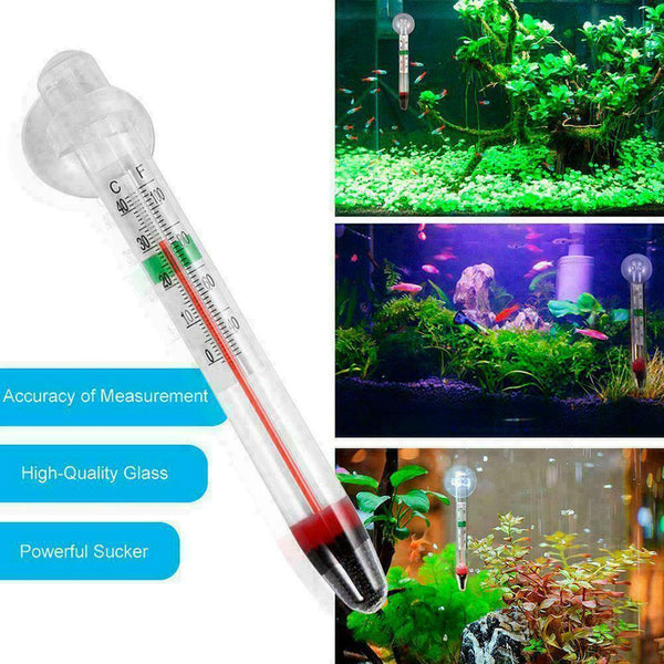 Fish Tank Aquarium Reptile Box Aquarium Glass Thermometer Accessory Quality N1W0