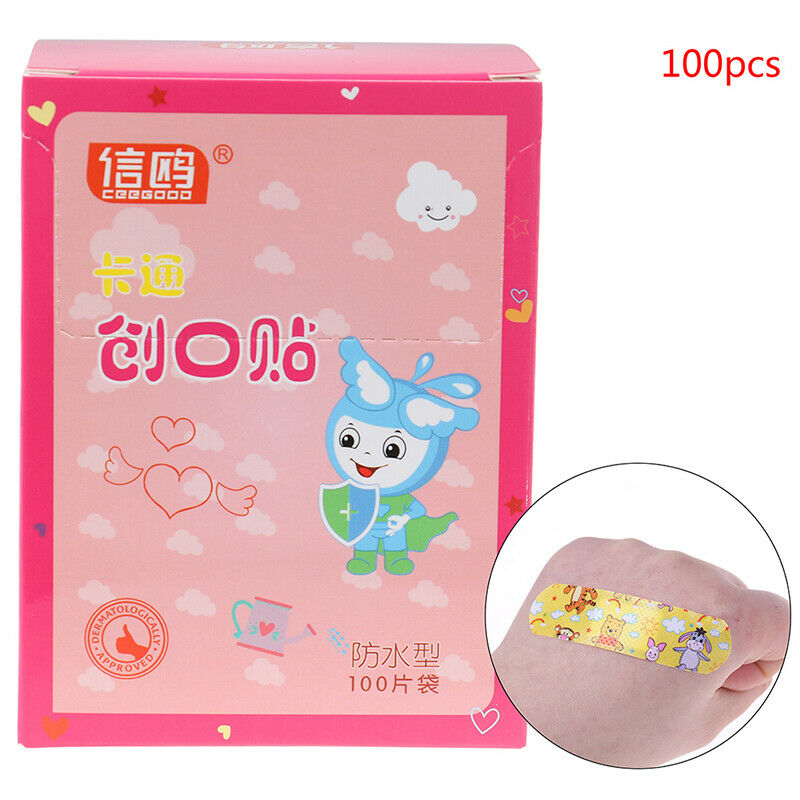 100PCS Waterproof Breathable Cute Cartoon Adhesive Bandages Wound DressingBX