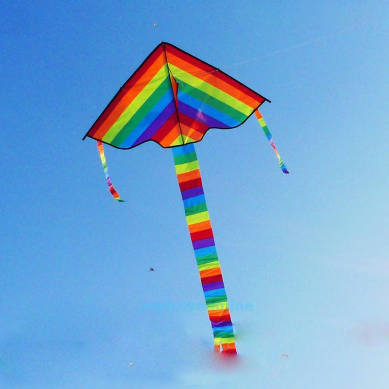 High Quality Triangle Rainbow Kite Outdoor Kids Fun Sports Beach Fly Toys Games