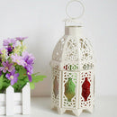 European Metal Moroccan Candle Holder Votive Candlestick Home Decor White A