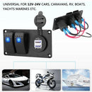 LED Rocker Switch Panel Breaker 3.1A Dual USB Port for Auto Car Yacht Marin Q6O2
