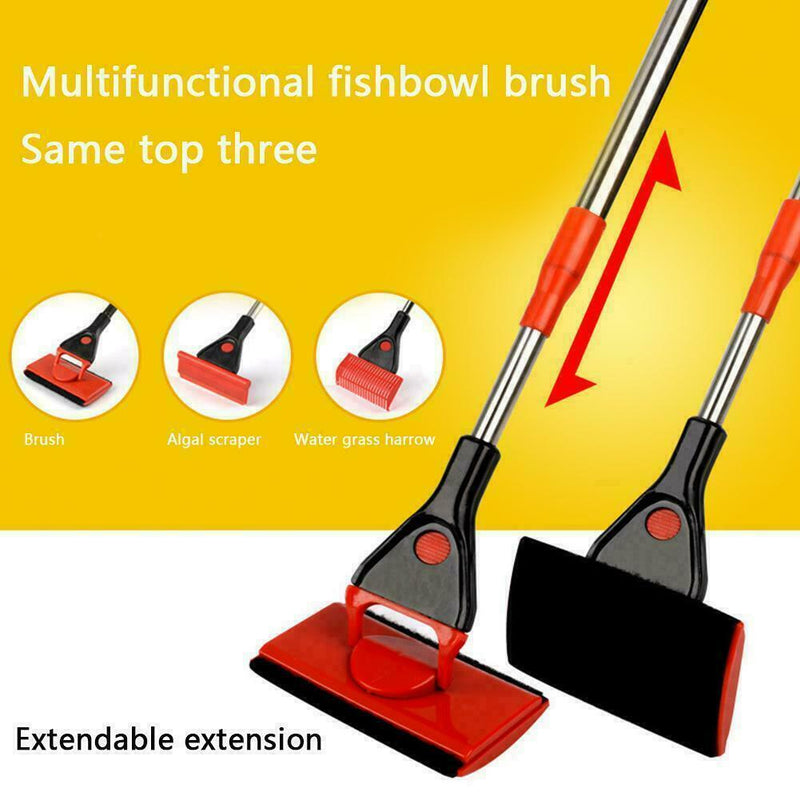 Rotatable Fish Tank Clean Brush Scraper Algae Aquarium Cleaning Rod Long To J7R2