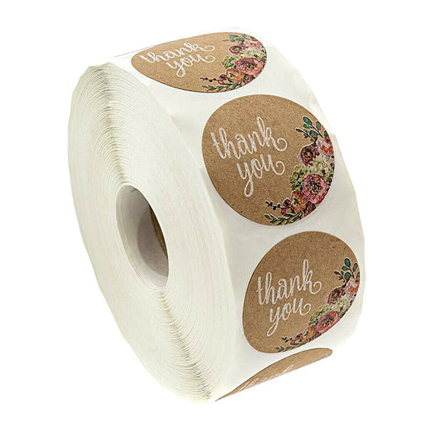 1 Roll 500 Pcs Round Circles Thank You Stickers 1 Inch Decorative Sealing