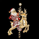 Santa Claus Deer Pin Brooch Crystal Badges Christmas Children Jewelry Gift