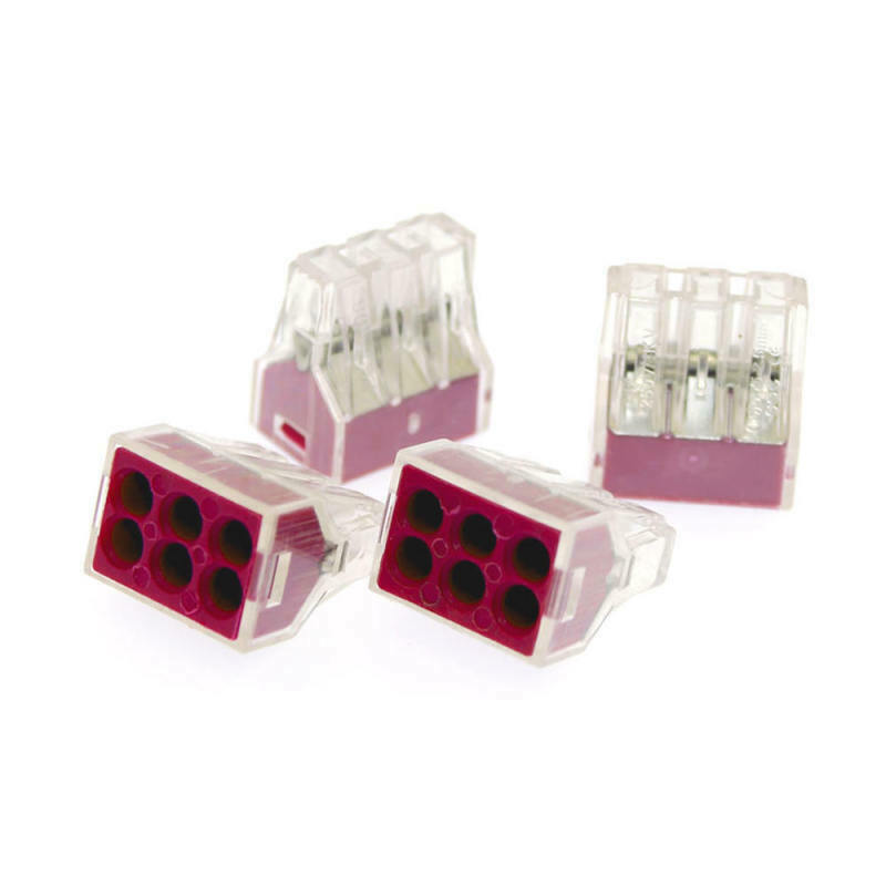 100Pcs PCT-106 Push Wire Wiring Cable Connector 6-Pin Conductor Terminal Block w