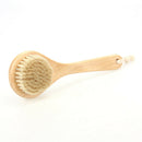 Natural Bristle Middle Long Handle Wooden Shower Body Bath Brush Round Head