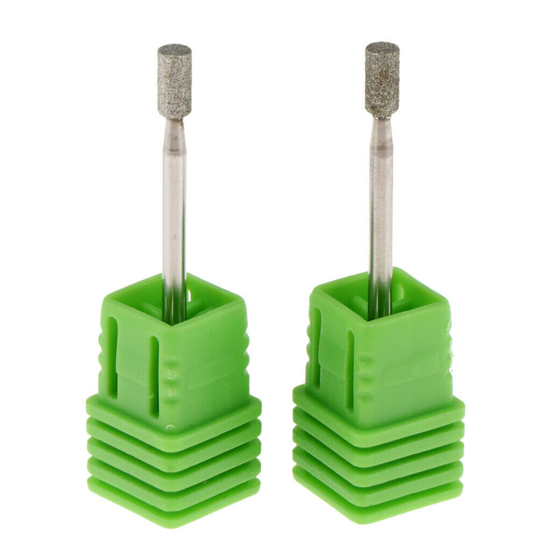 2 Pieces Diamond & Stainless Steel Nail Drill Bit Grinding Polish Head JG13