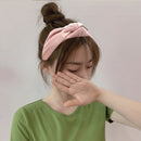 Women Headband Knot Solid Wide-brimmed Fabric Girl Hair Accessories (Pink) A