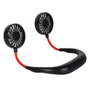 1Pc Neck Hanging Sport Mini Fan Portable USB Rechargeable Lazy Fan Black+Red