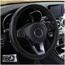 Car Steering Wheel Cover Sports Non-Slip Breathable PU Leather Black 37-38cm