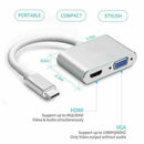 USB C to HDMI + VGA,USB Type C (Thunderbolt 3 Compatible) to HDMI 4K+VGA Ad