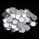 50pcs Pendants Round Trays Cabochon Charms Blank Alloy Bezel Connectors Findings