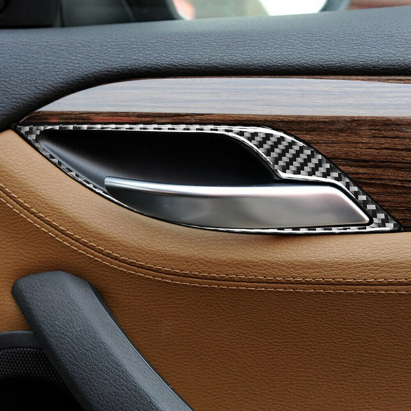 Carbon Fiber Car Interior Door Handle Bowl Frame Cover for BMW E84 X1 11-15