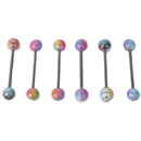 10PCS/Set Steel Colorful Barbell Tongue  Bars Rings Body Piercing Jewelry 1MO