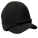 Unisex Men's Winter Warm Knitted Hat With Peak One size Black