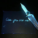 10Pcs/Set Invisible Fluorescence Bottled Dip Signature Ink W/ Glass Writing Pen