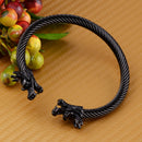 Retro Black Men Stainless Steel Bracelet Dragon Twisted Wire Viking Cuff Bangle