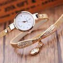 Fashion Luxury Rhinestone Bracelet Women Top Quartz Casual Watch Beige A