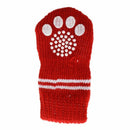 Red White Nonslip Christmas Tree Print Pet Dog Knitted Socks L4N5