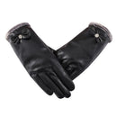 Women Motorcycle Riding Gloves Leather Mittens Touch Screen Warm Glove Mit