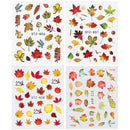 4 Sheets Fall Leaves Nail Art Water Decals Maple Leaf Transfer Stickers Decor AU