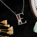 Women Necklace A-Z Letters Colored Diamond Pendant Chain Gift Jewelry (E