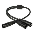 3Pin XLR Male Jack To Dual 2 Male Plug Y Splitter Adaptor Audio Cable Black