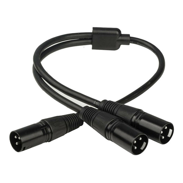 3Pin XLR Male Jack To Dual 2 Male Plug Y Splitter Adaptor Audio Cable Black
