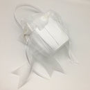 White Satin Wedding Flower Girl Basket Bowknot Decorative Ceremony Basket Holder