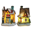 2PCS Mini Christmas Snow House LED Village Table Garden Holiday Decoration