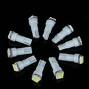 10 pcs T5 Dashboard Wedge LED Light 5050 SMD Instrument Bulbs Lamp White DC 12V