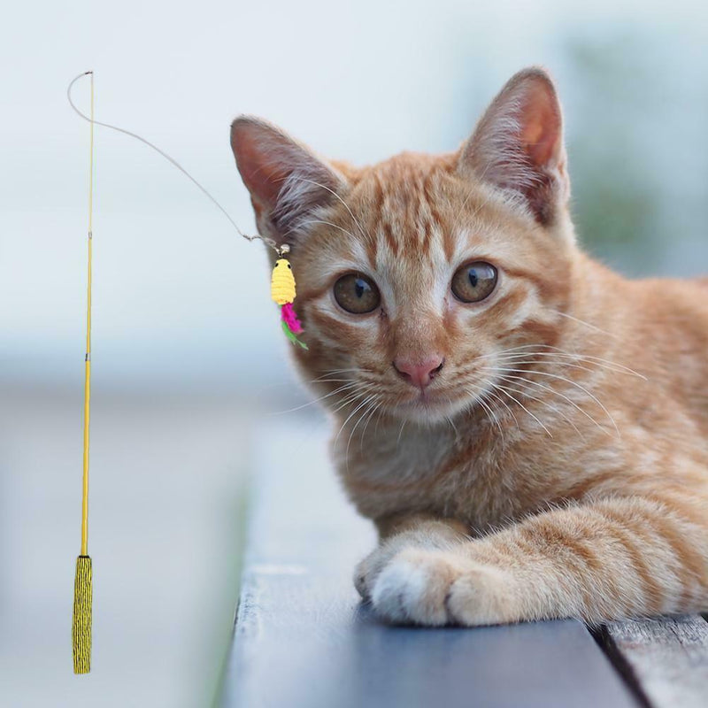 6pcs/set Retractable Cat Stick Kitten Interactive Toys w/Replacement Head