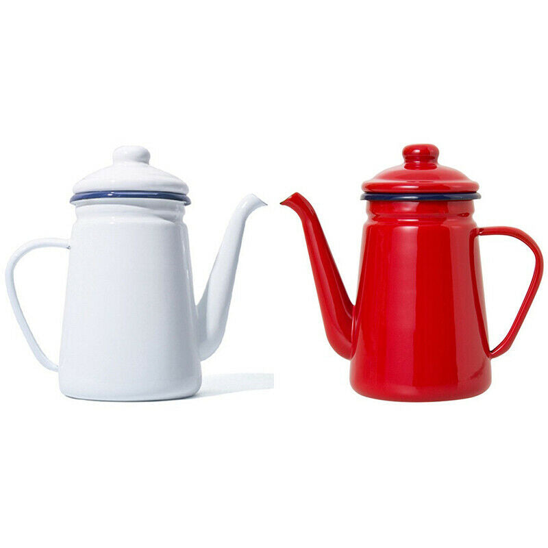 1.1L High-Grade Enamel Coffee Pot Pour over Milk Water Jug Pitcher Barista