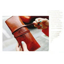 Retro Roll Leather Makeup Cosmetic Brush Pen Pencil Case Organizer Pouch BaFBES