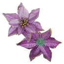 10pcs Glitter Flower Christmas Ornament Xmas Tree Pendant Decor (Purple)