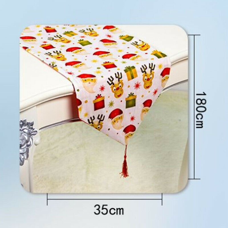 2 Pcs Set Christmas TableCloths Fabric Double-Layer Polyester Cotton Christ R6A5