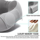 Gray Travel Pillow Memory Foam with 360-Degree Head Support Comfortable Nec B5S4