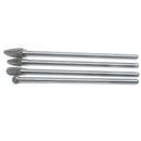 4Pcs Long Reach Rotary Burr Double Cut Tungsten Carbide Bit 1/4 Inch Shank