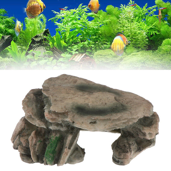 Aquarium Hiding Cave Rock Reptile Climbing Platform Stones for Fish Tank Deco OZ
