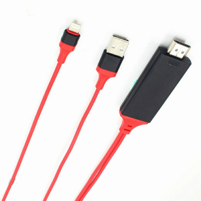 For i Phone Screen To TV Cable HDMI 1080p IOS Adapter USB Charger Converter 2M